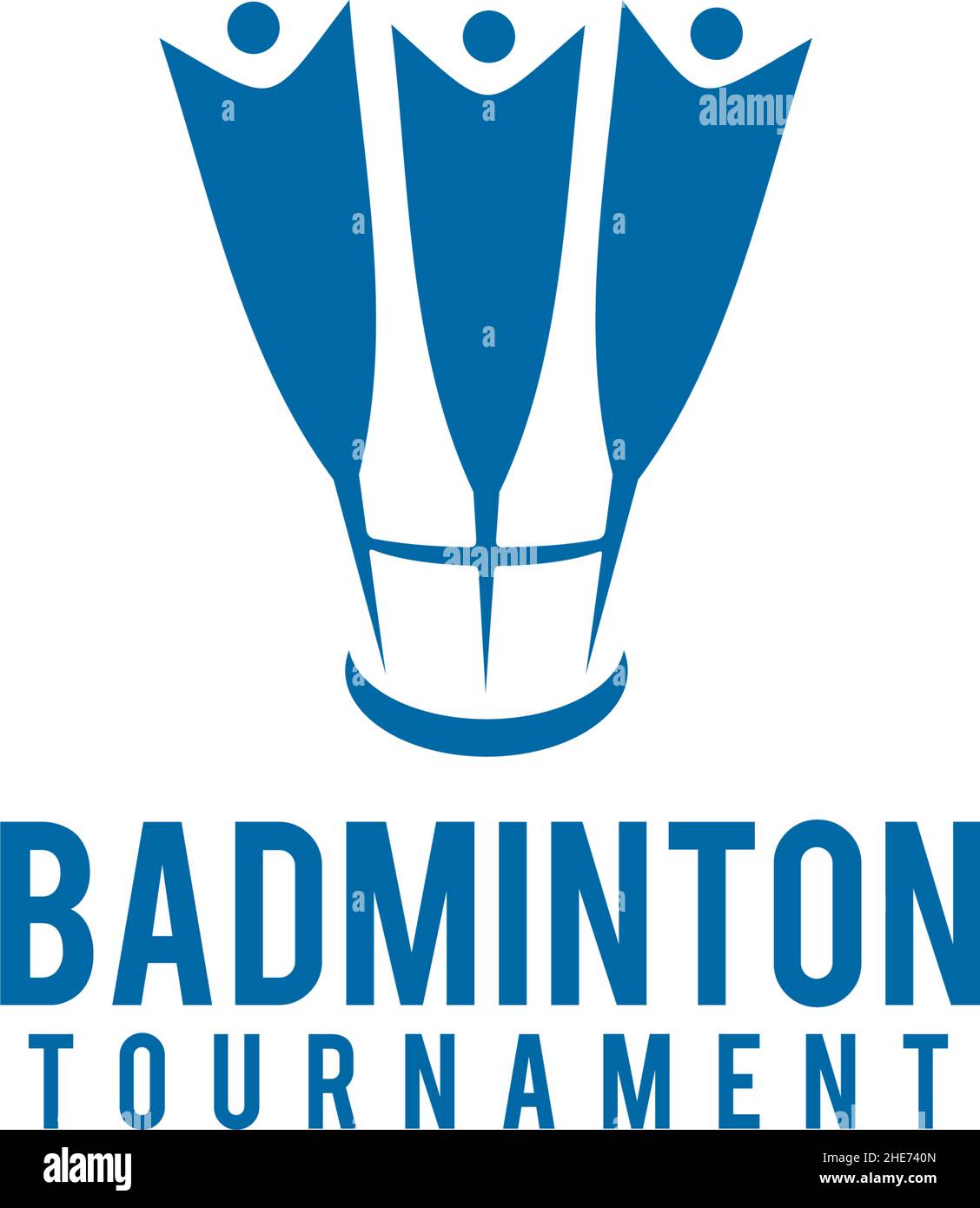 Logo vettoriale del torneo di badminton con icona shuttlecock Illustrazione Vettoriale