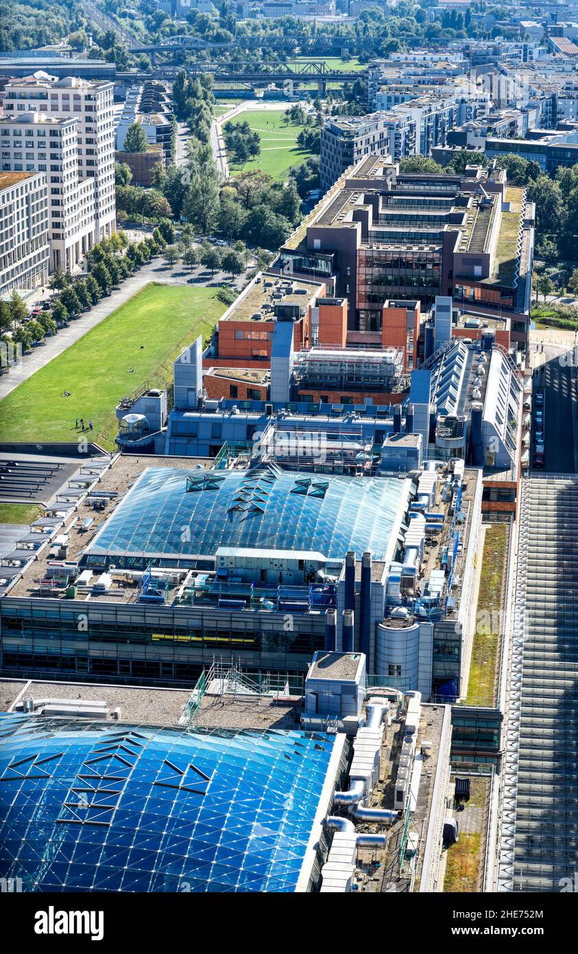 Vista elevata dall'edificio sul tetto, Potsdam Square, Berlino, Germania Foto Stock