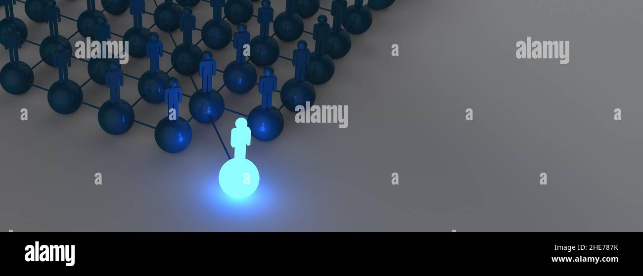3d light crescente business innovazione modello icona di segno umano sociale rete e leadership come concetto Foto Stock