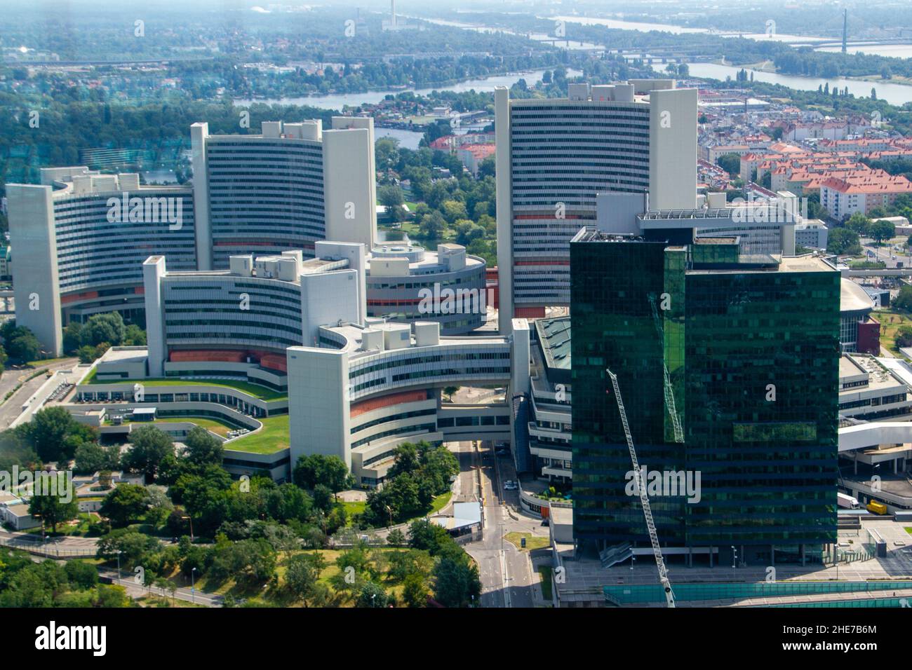 Vienna, Austria, 25 luglio 2021. L'Ufficio delle Nazioni Unite di Vienna è uno dei quattro quartieri generali delle Nazioni Unite, situato nell'Inter di Vienna Foto Stock