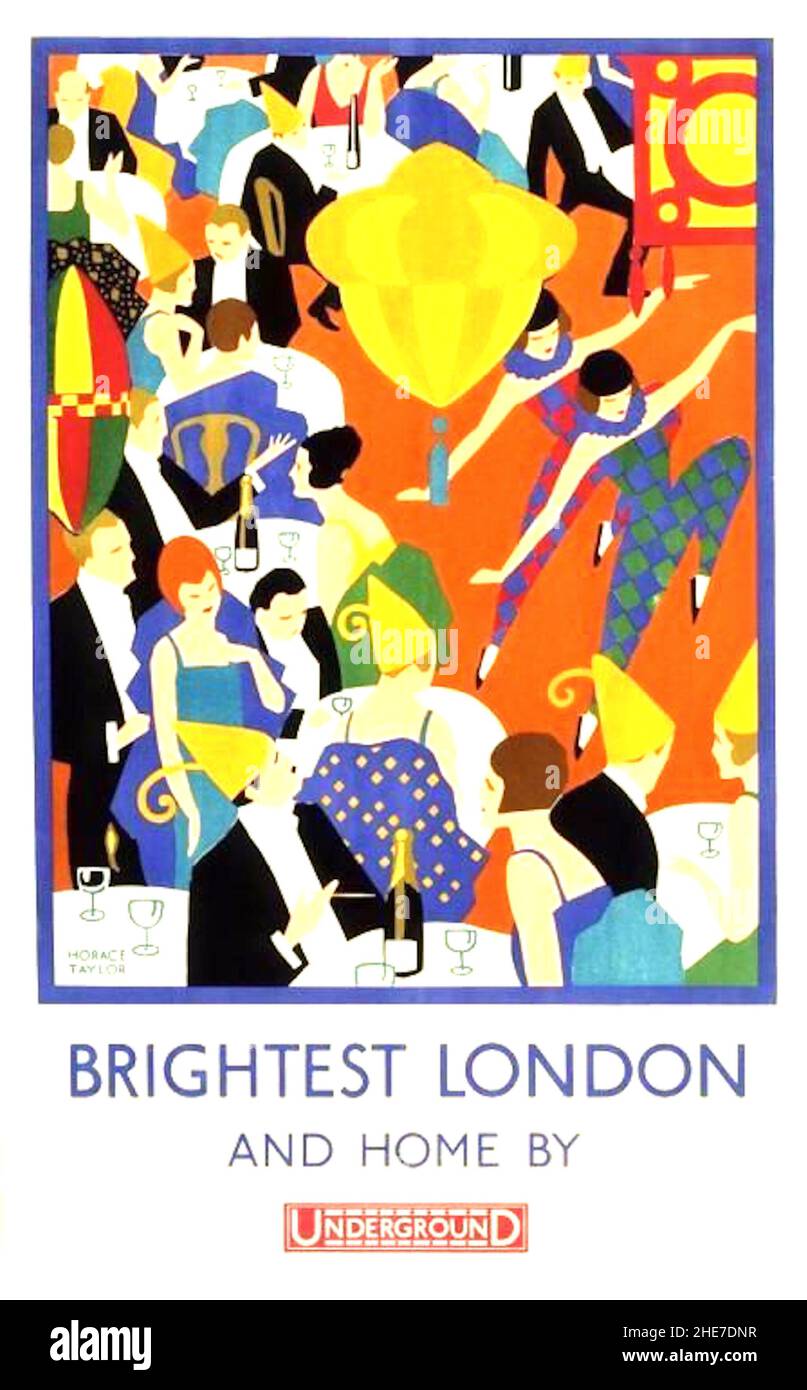 La più luminosa Londra e la casa della metropolitana di Horace Taylor, 1924 - i Diners sono intrattenuti da ballerini presso la sede di Londra. Foto Stock