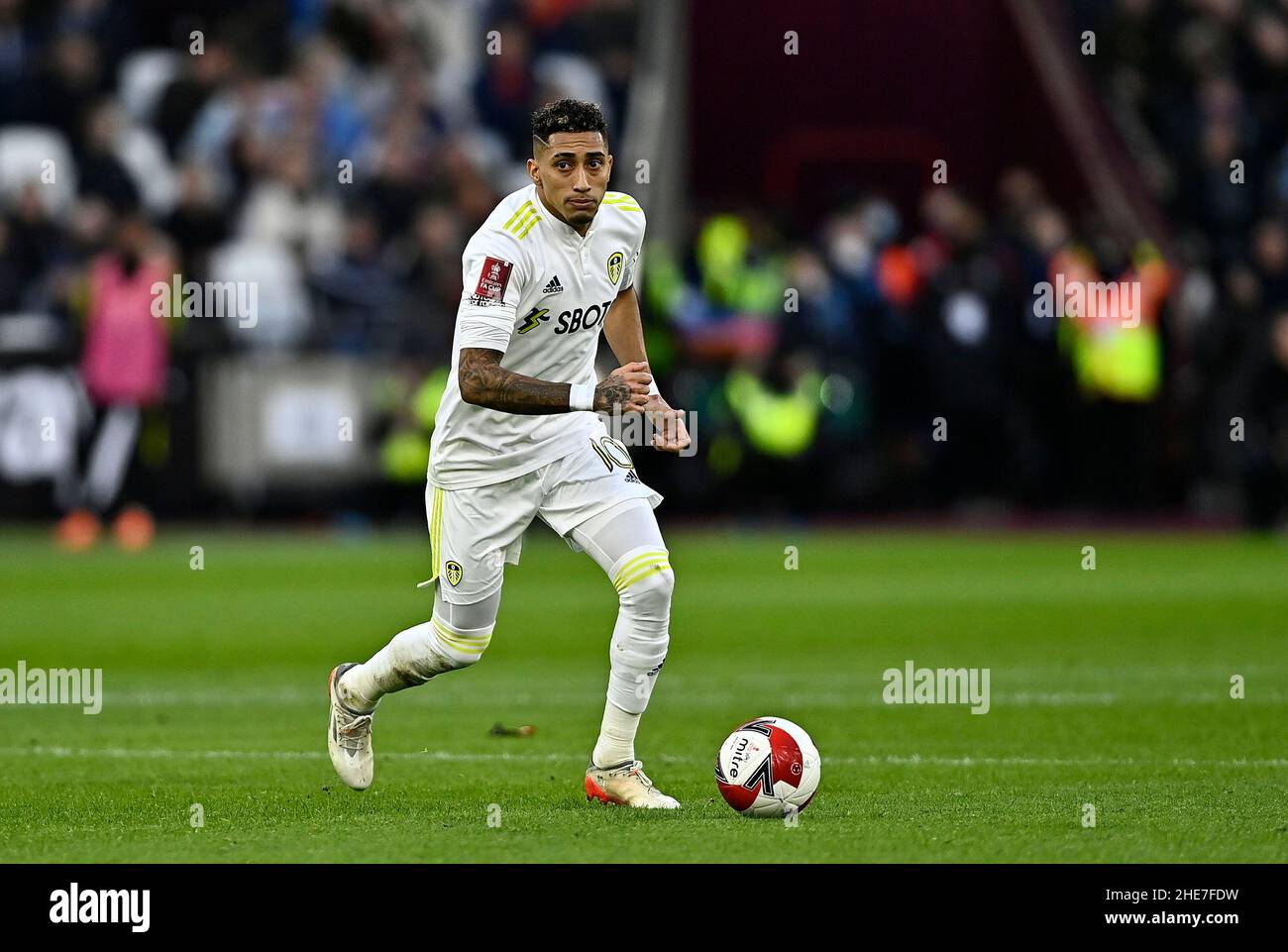 Londra, Regno Unito. 9th Jan 2022. Raphinha (Leeds) durante il West Ham vs Leeds Emirates fa Cup 3rd round match al London Stadium Stratford. Credit: MARTIN DALTON/Alamy Live News Foto Stock