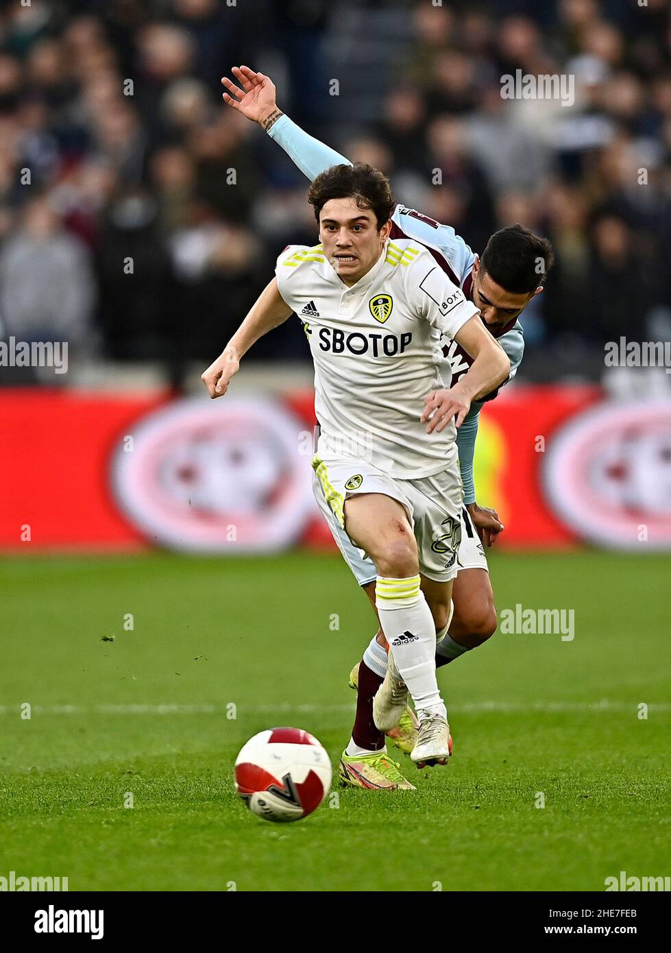 Londra, Regno Unito. 9th Jan 2022. Daniel James (Leeds) durante il West Ham vs Leeds Emirates fa Cup 3rd round match al London Stadium Stratford. Credit: MARTIN DALTON/Alamy Live News Foto Stock