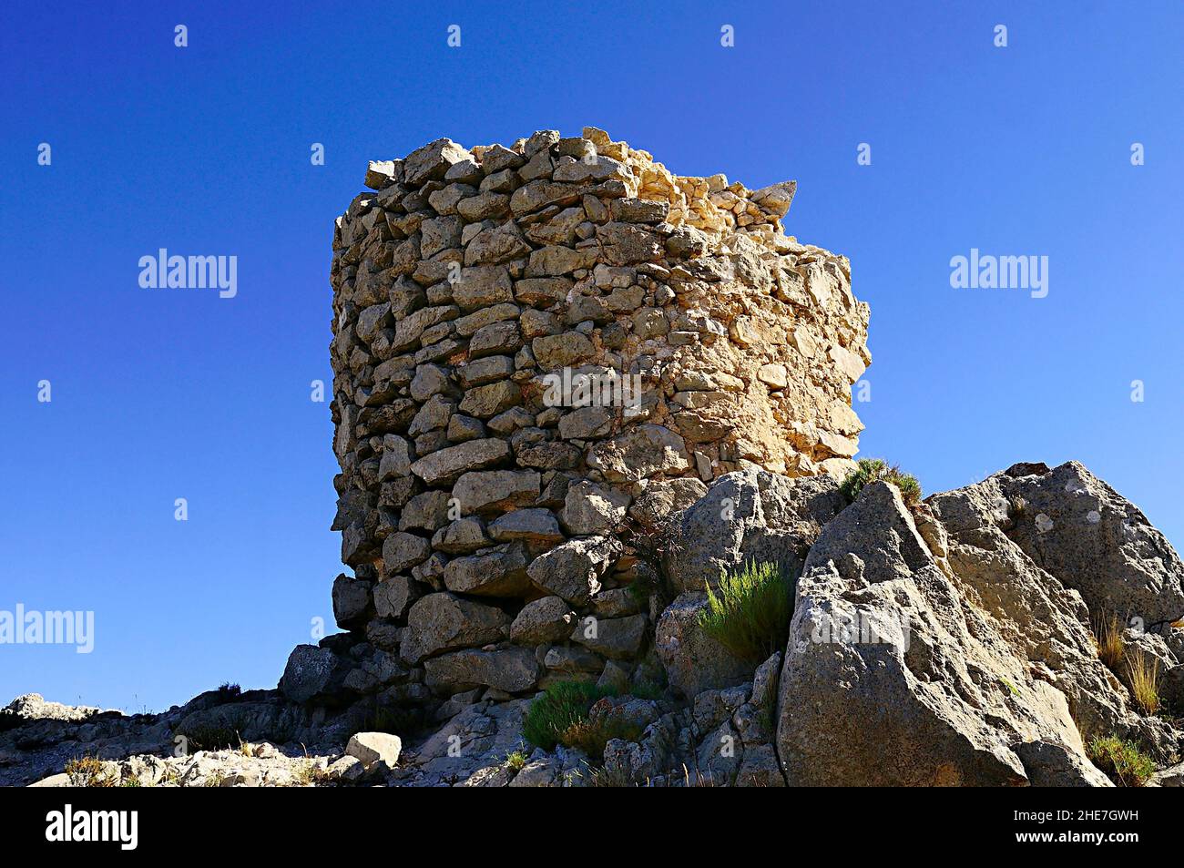 Torre di avvistamento Cerro del Muerto a Huescar, Granada. Foto Stock