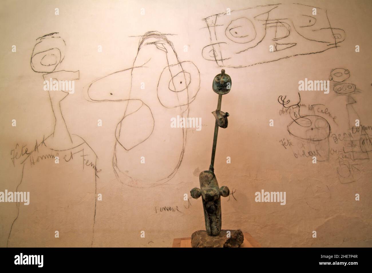 Miró Museum, Pilar i Joan Miró-Stiftung, spontanee Graffiti-Kunst im Son Botar-Gebäude, ein typisch mallorquinisches Gebäude aus dem 17. Jahrhundert, ' Foto Stock