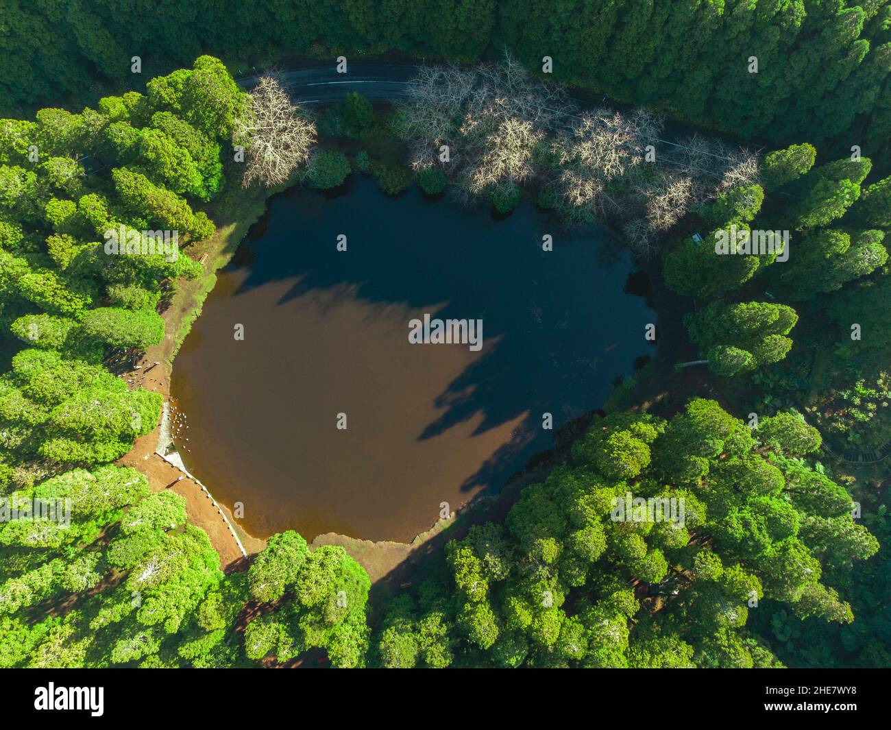Vista dall'alto angolo lago, Azzorre Foto Stock