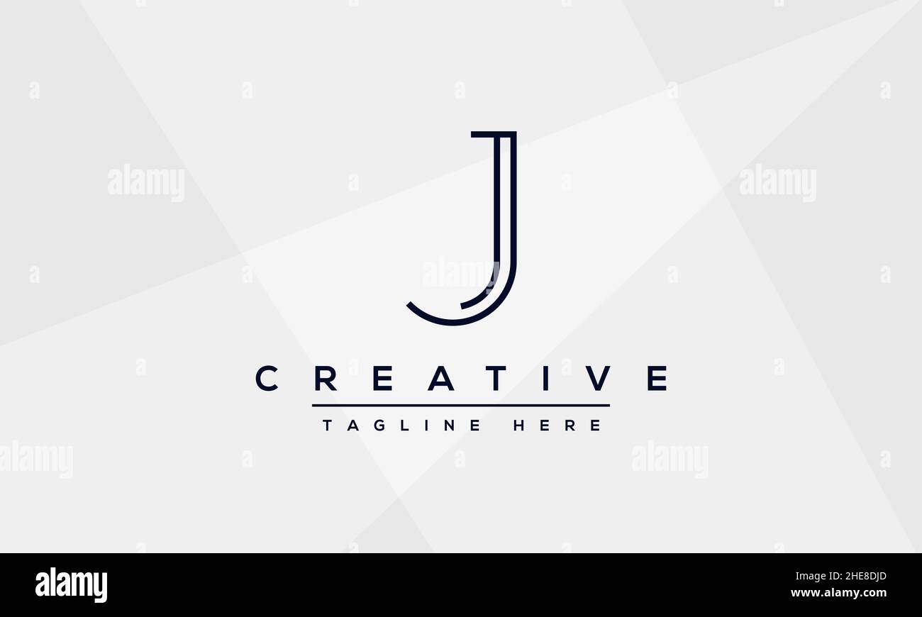 Modello di disegno dell'icona del logo J del monogramma astratto. Minimal J JJ creativo iniziale basato vettore modello OJ Illustrazione Vettoriale