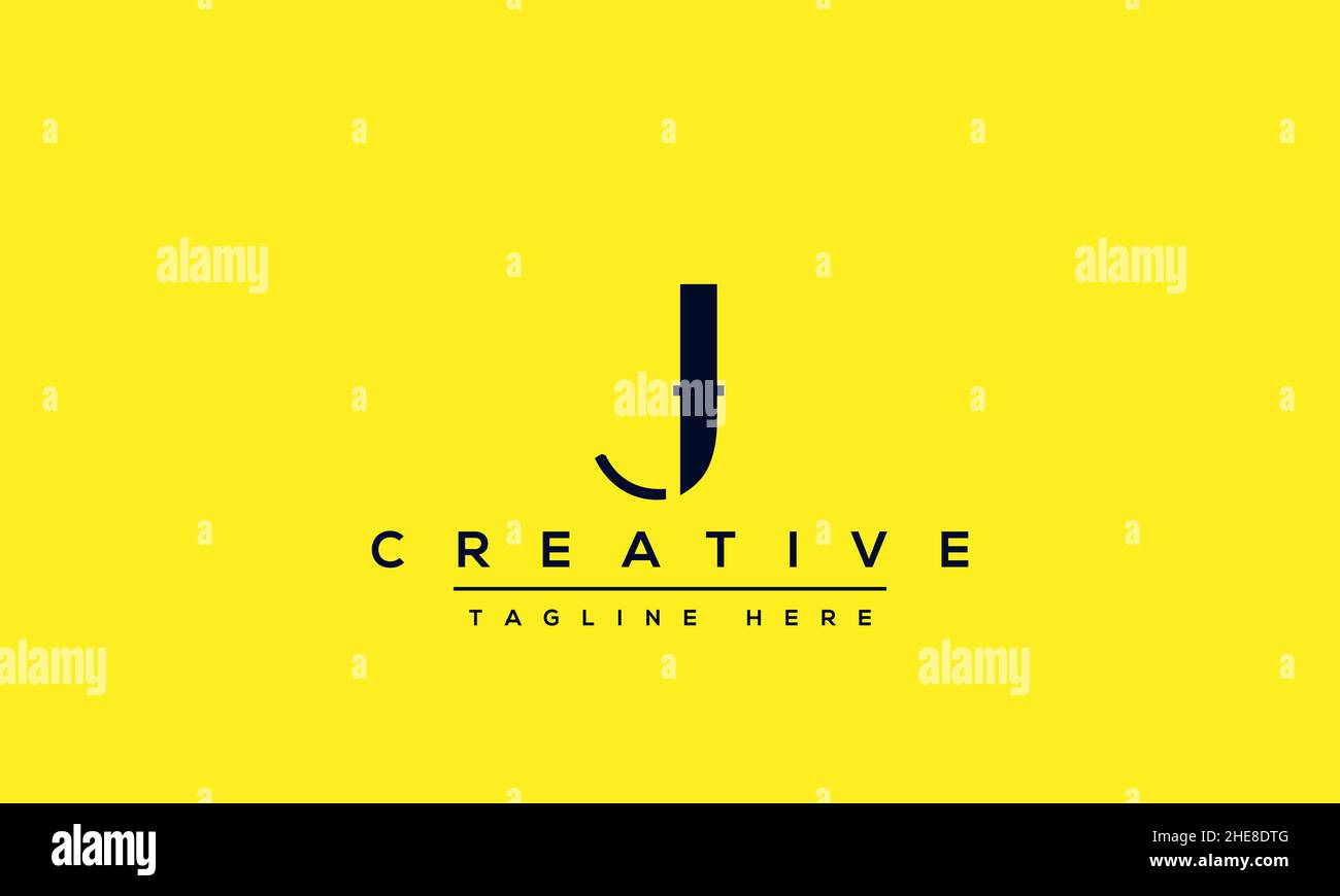 Modello di disegno dell'icona del logo J del monogramma astratto. Minimal J JJ creativo iniziale basato vettore modello OJ Illustrazione Vettoriale