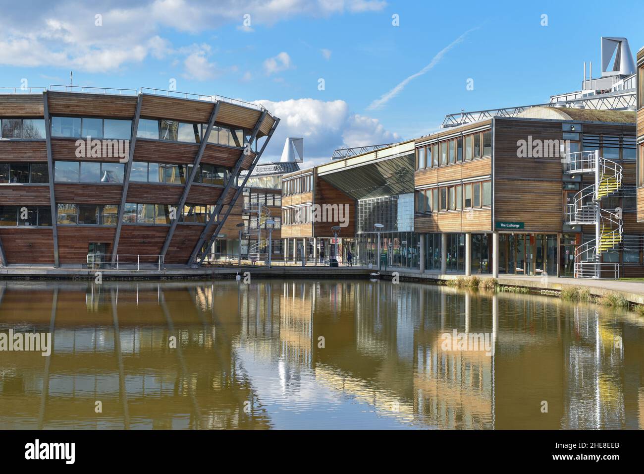 Djanogly Learning Resource Center nel campus Jubilee, Università di Nottingham, Inghilterra - Regno Unito. Foto Stock