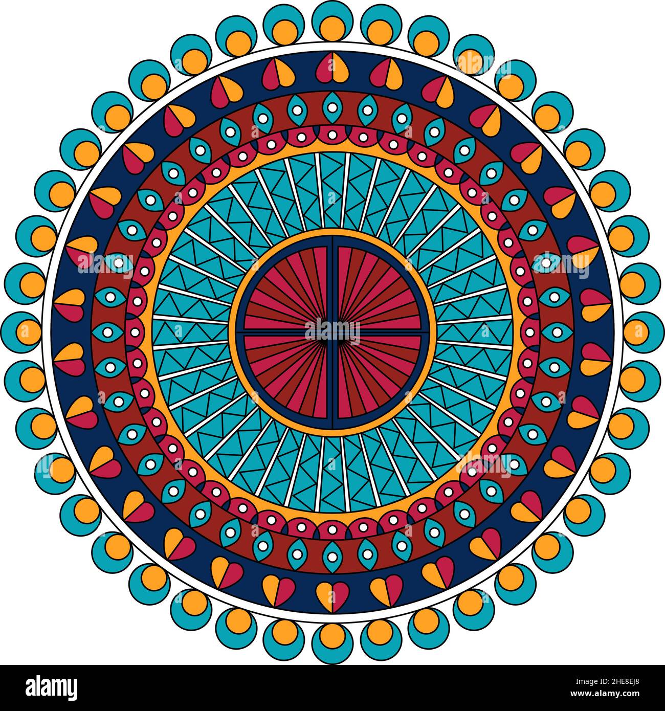 Colore mandala floreale, illustrazione vettoriale Illustrazione Vettoriale