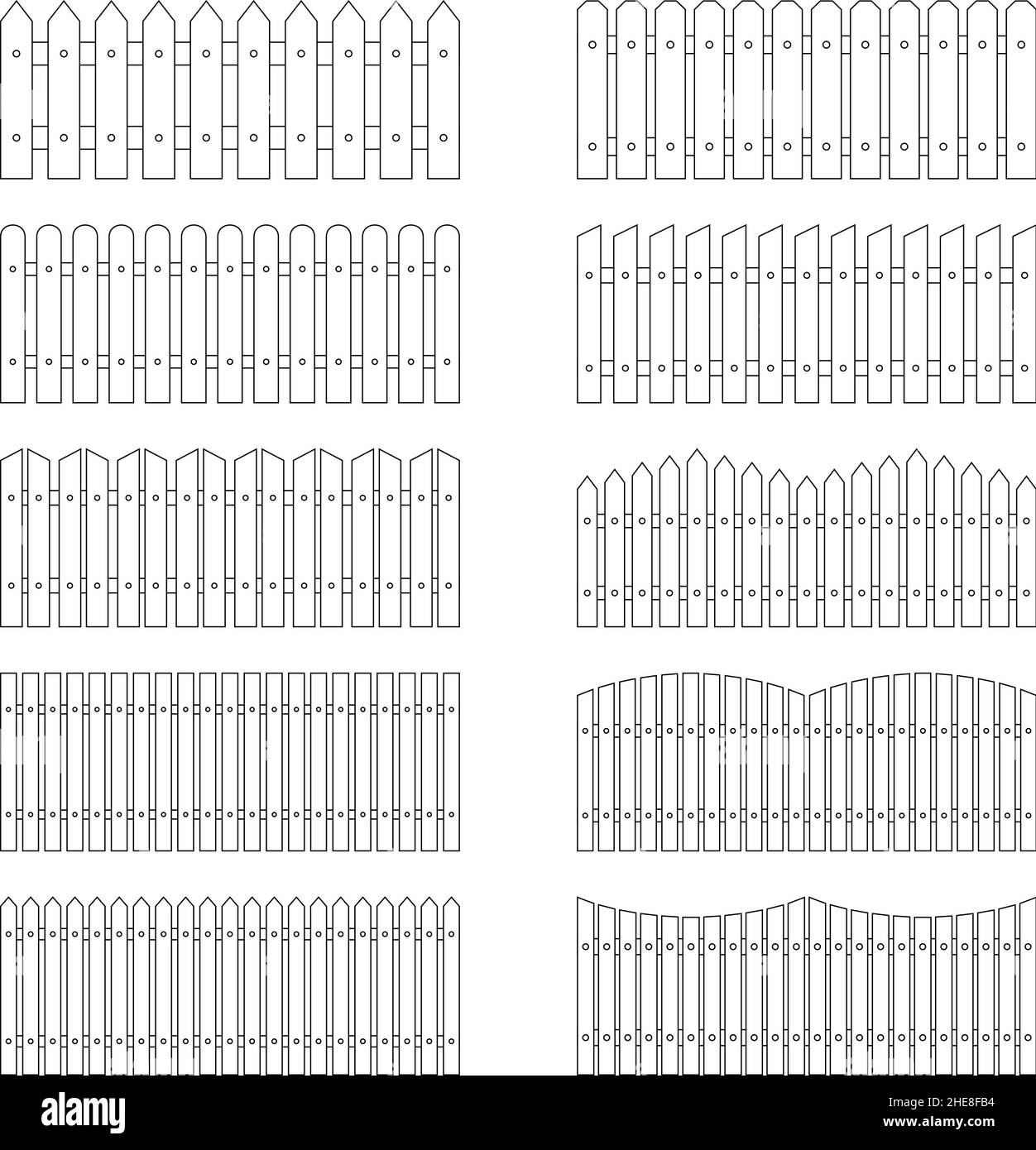 Set di contorni di recinzioni, illustrazione vettoriale Illustrazione Vettoriale