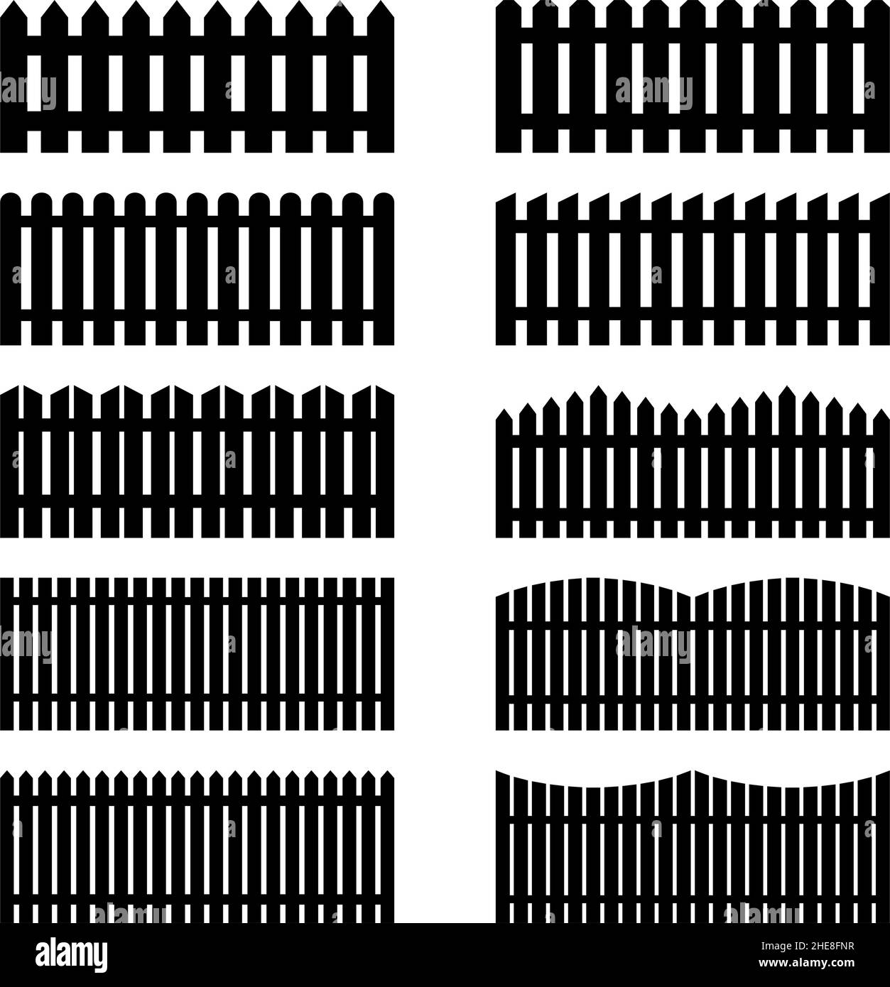 Set di sagome di recinzioni, illustrazione vettoriale Illustrazione Vettoriale