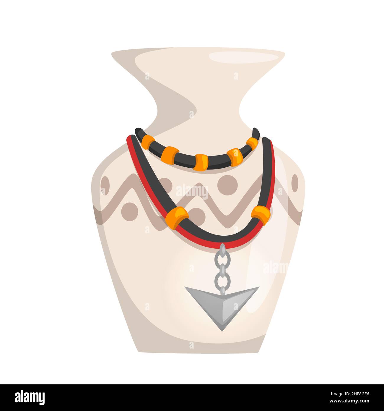 Vettoriale cartoon stile vasi africani simboli tradizionali Illustrazione Vettoriale