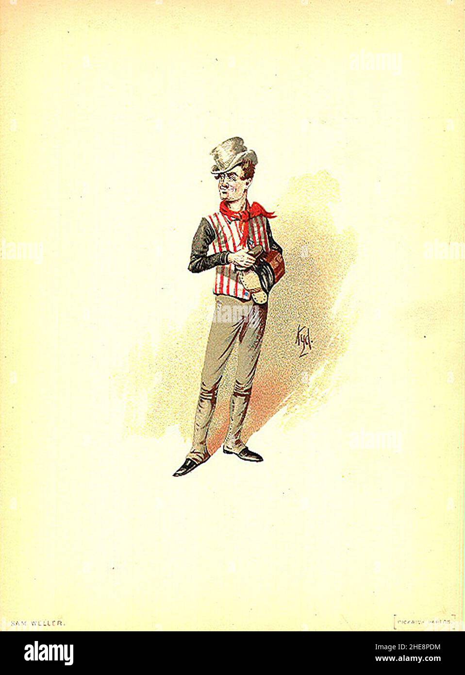 Sam Weller 1889 Dickens il personaggio Pickwick Papers di Kyd (Joseph Clayton Clarke). Foto Stock