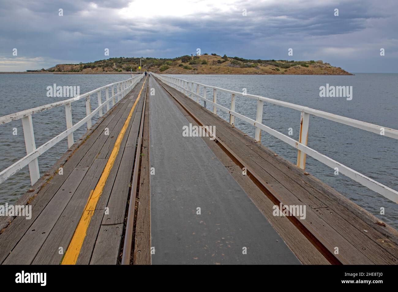 Causeway per Granite Island da Victor Harbor Foto Stock