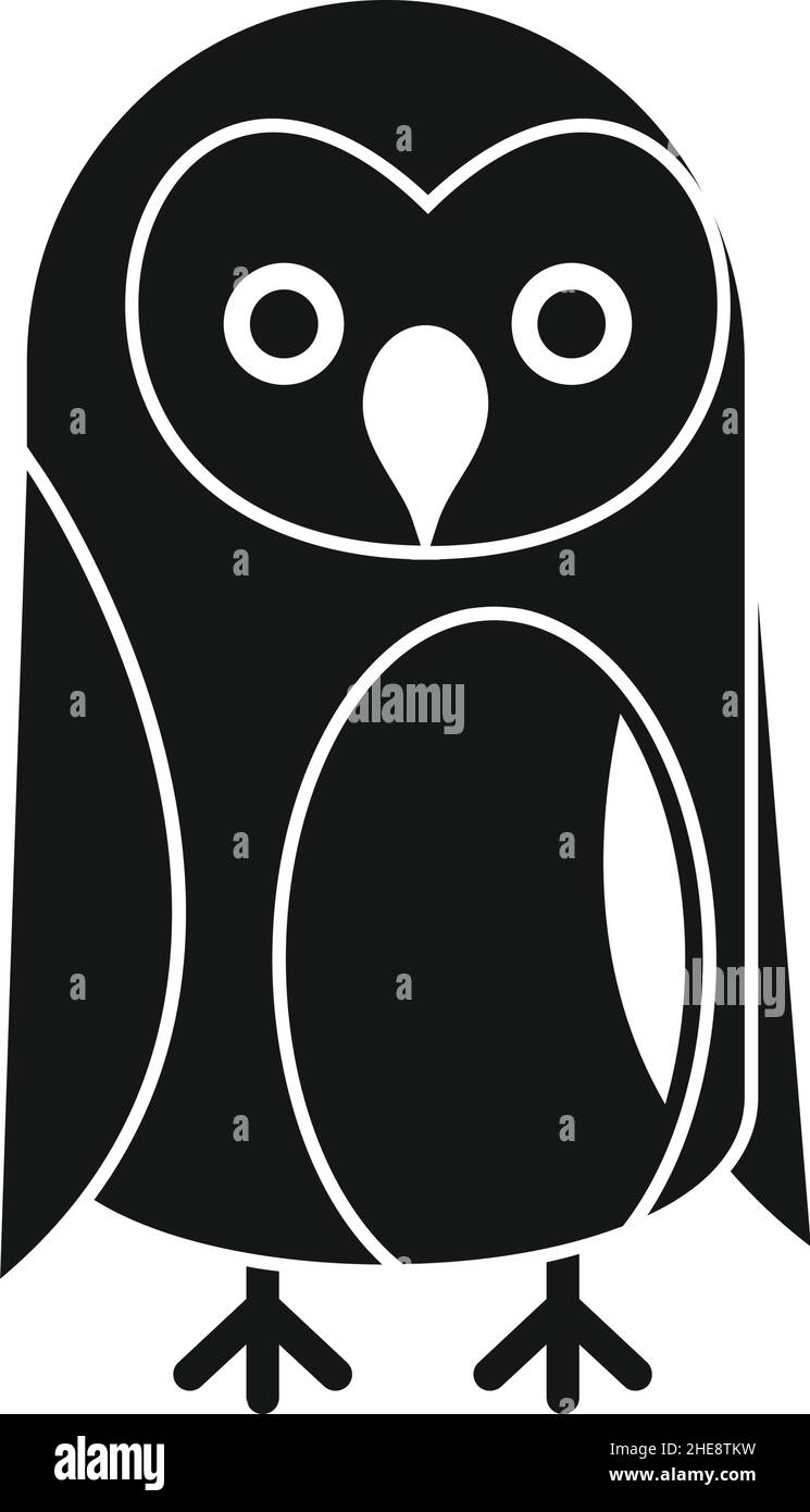 WISE Polar OWL nero semplice silhouette vettoriale icona Illustrazione Vettoriale