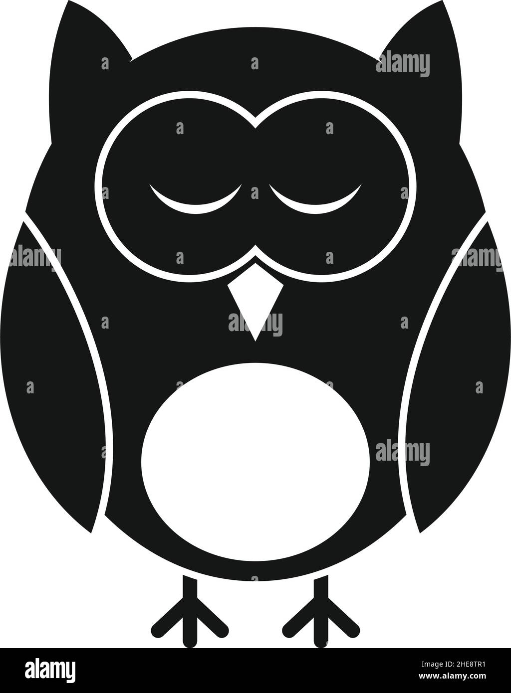 WISE Sleeping OWL nero semplice silhouette vettoriale icona Illustrazione Vettoriale