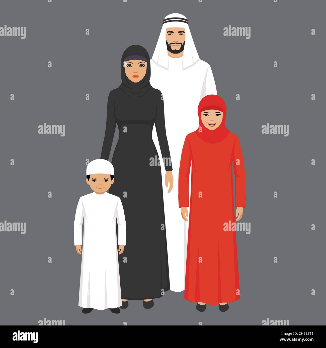 Famiglia araba. Illustrazione di Padre, madre, figlio, figlia.vettore Illustrazione Vettoriale