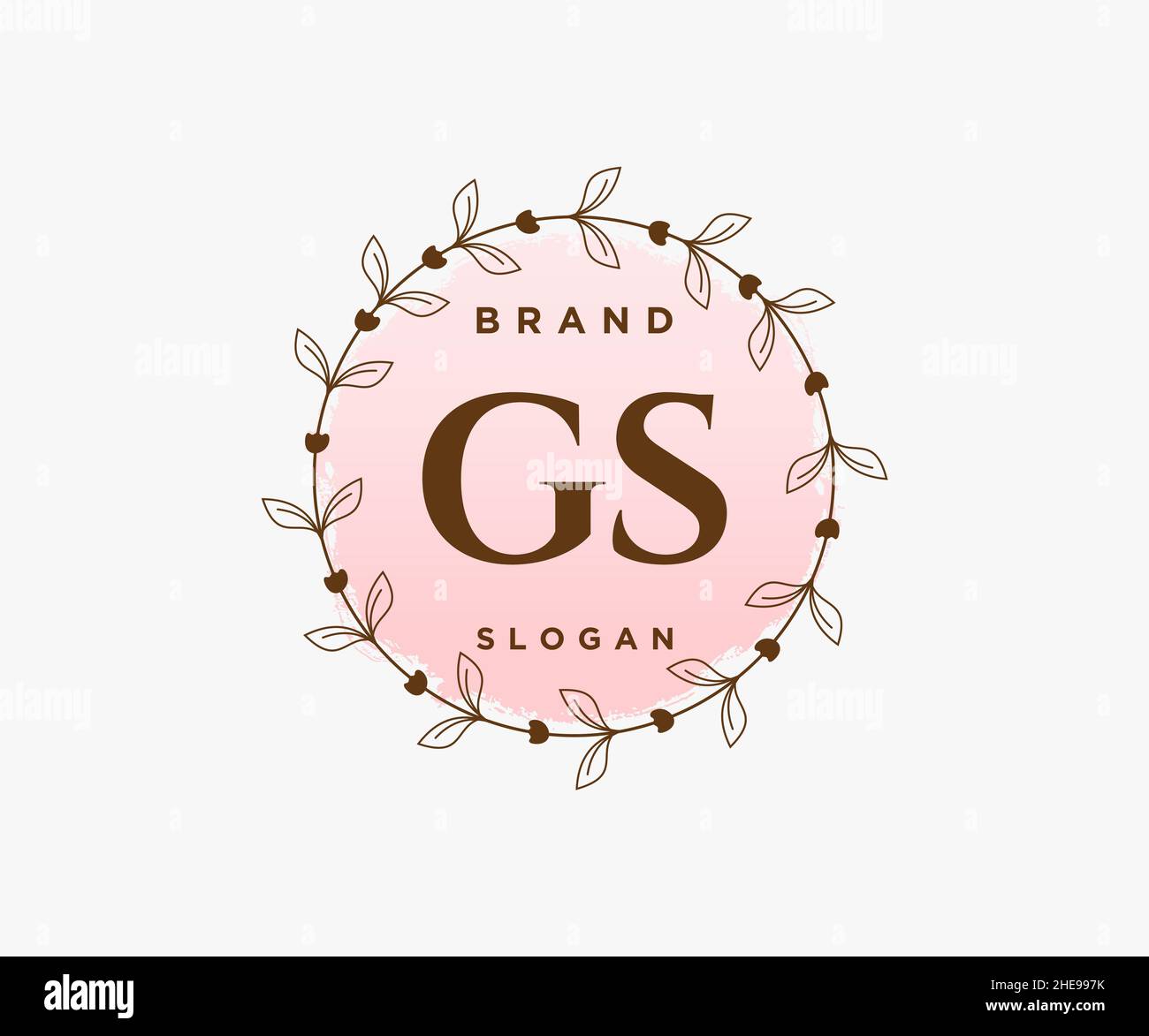 Logo GS femminile. Utilizzabile per la natura, salone, centro benessere, cosmetici e loghi di bellezza. Elemento modello di disegno con logo a vettore piatto. Illustrazione Vettoriale