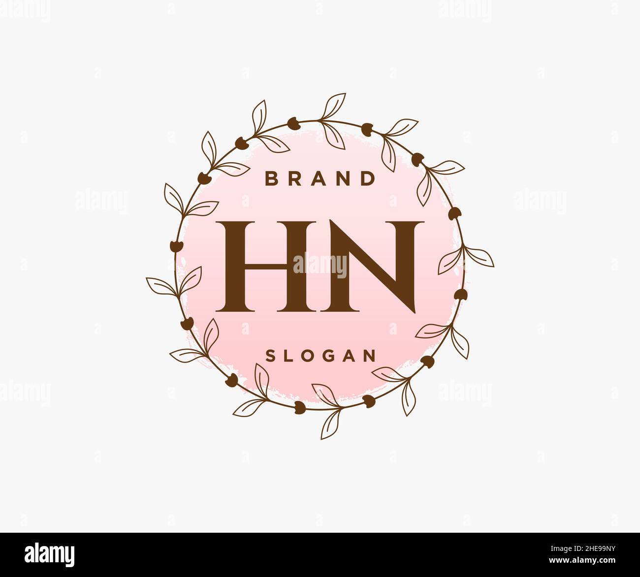 Logo HN femminile. Utilizzabile per la natura, salone, centro benessere, cosmetici e loghi di bellezza. Elemento modello di disegno con logo a vettore piatto. Illustrazione Vettoriale