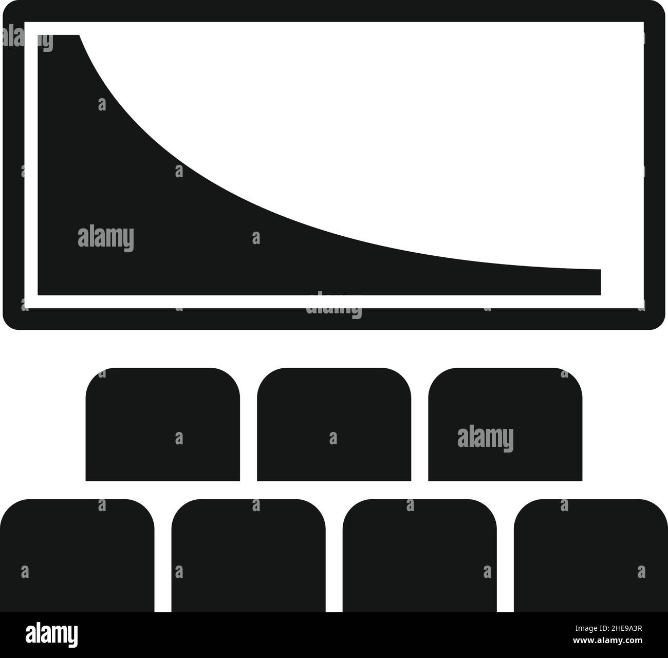 Vector cinema hall nero semplice icona isolato su bianco Illustrazione Vettoriale