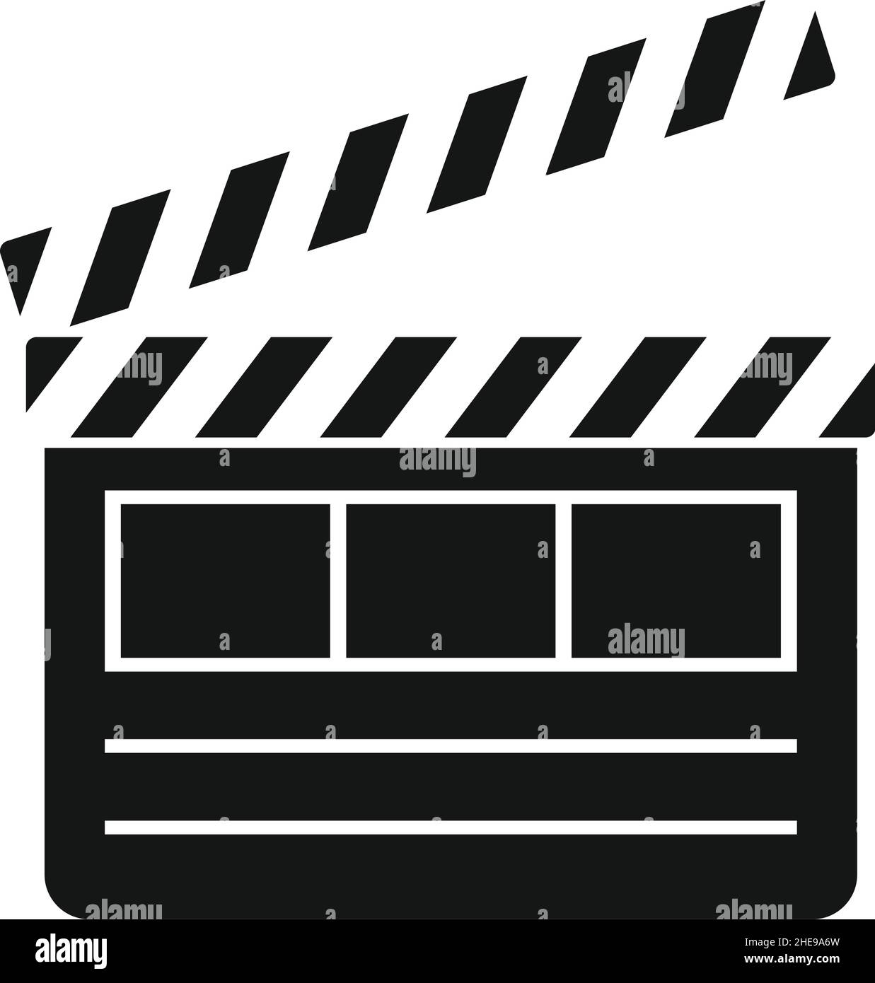 Vector clapperboard nero semplice icona isolata su bianco Illustrazione Vettoriale