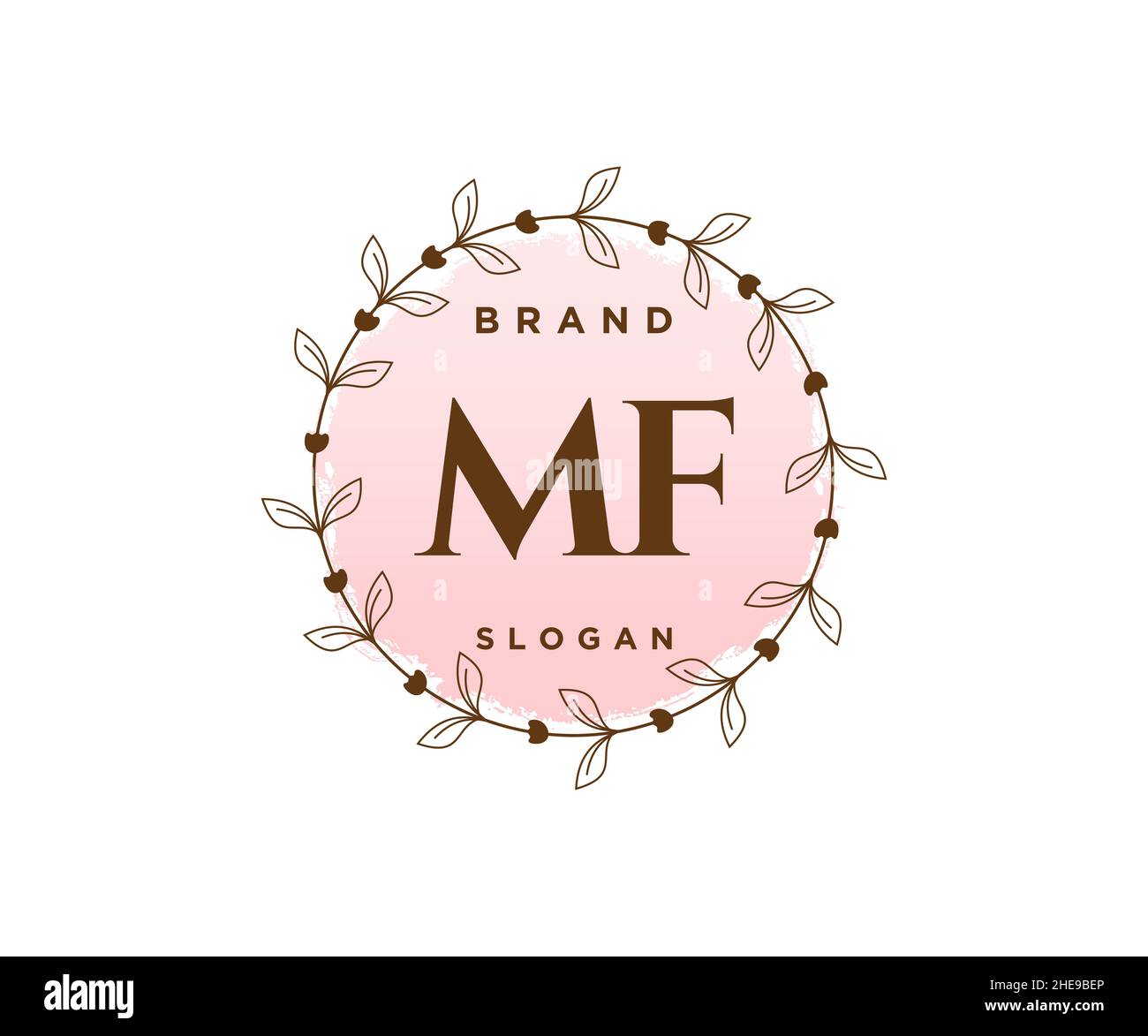 Logo femminile MF. Utilizzabile per la natura, salone, centro benessere, cosmetici e loghi di bellezza. Elemento modello di disegno con logo a vettore piatto. Illustrazione Vettoriale