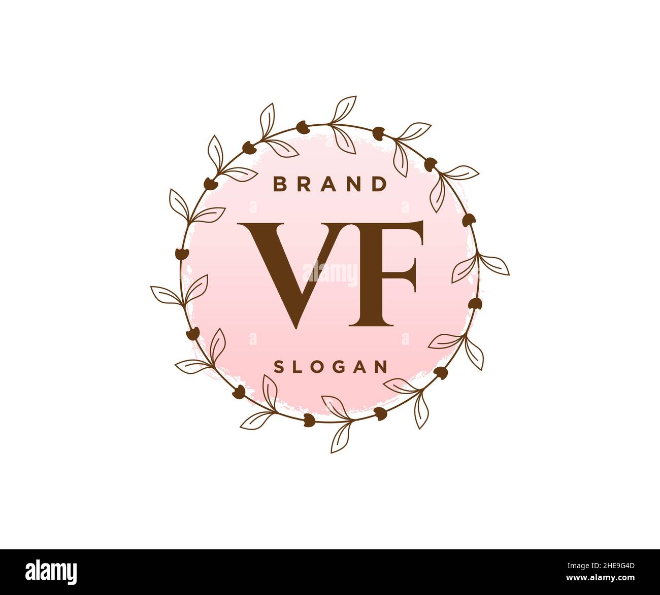 Logo VF femminile. Utilizzabile per la natura, salone, centro benessere, cosmetici e loghi di bellezza. Elemento modello di disegno con logo a vettore piatto. Illustrazione Vettoriale