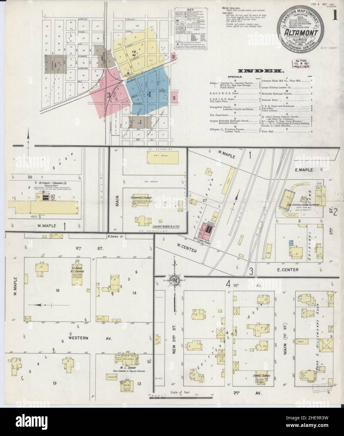 Sanborn Fire Insurance Map da Altamont, Effingham County, Illinois. Foto Stock