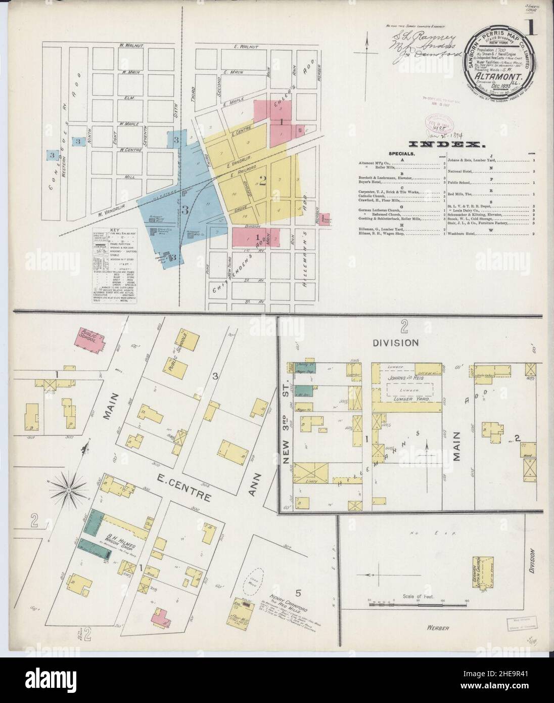 Sanborn Fire Insurance Map da Altamont, Effingham County, Illinois. Foto Stock