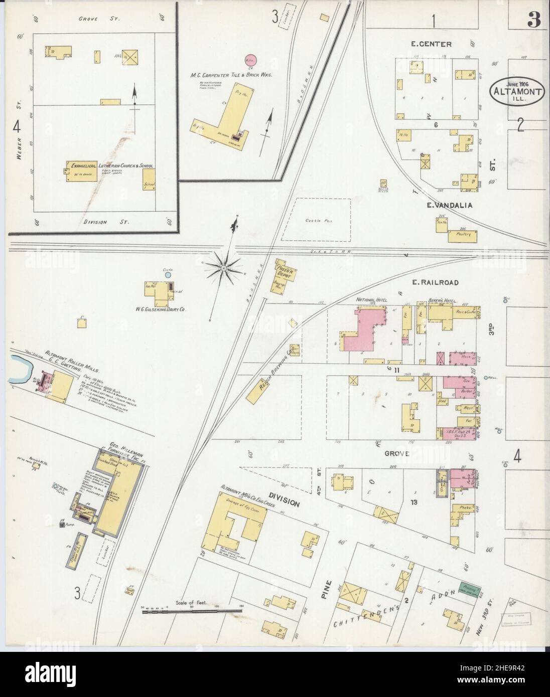 Sanborn Fire Insurance Map da Altamont, Effingham County, Illinois. Foto Stock