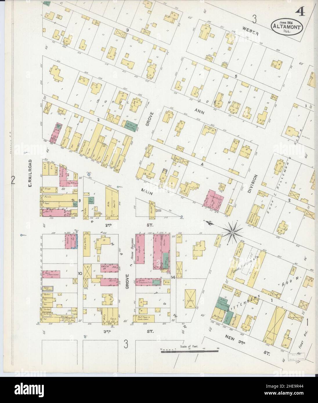 Sanborn Fire Insurance Map da Altamont, Effingham County, Illinois. Foto Stock