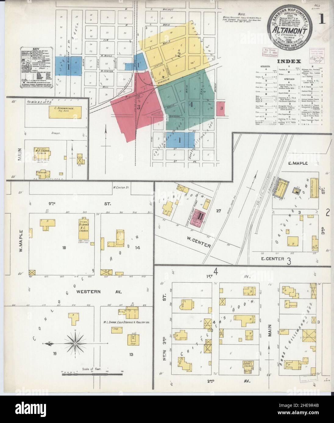 Sanborn Fire Insurance Map da Altamont, Effingham County, Illinois. Foto Stock