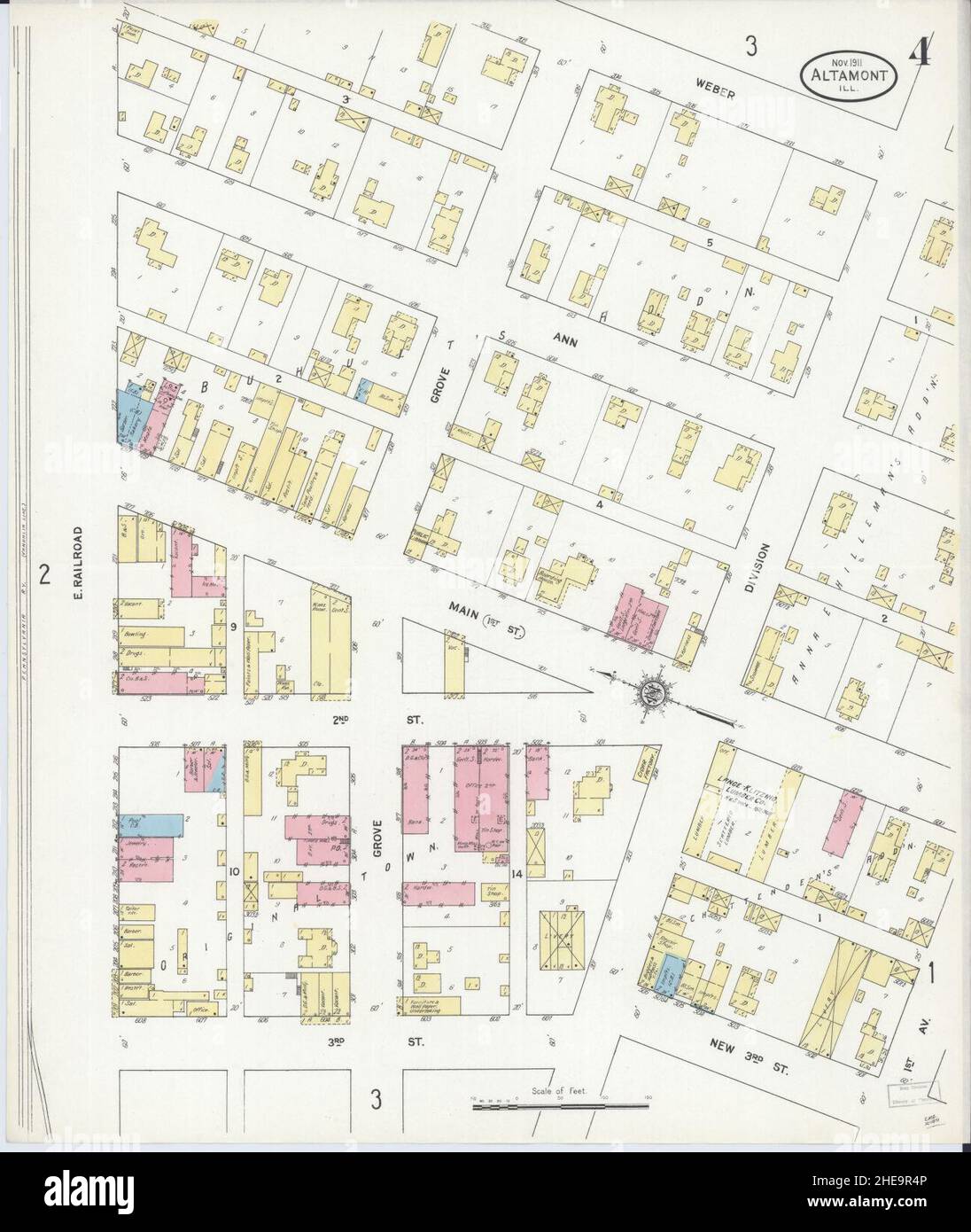 Sanborn Fire Insurance Map da Altamont, Effingham County, Illinois. Foto Stock
