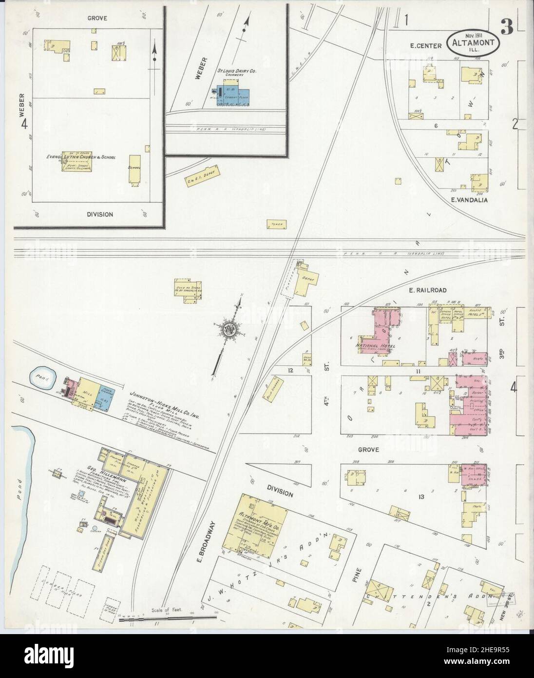 Sanborn Fire Insurance Map da Altamont, Effingham County, Illinois. Foto Stock