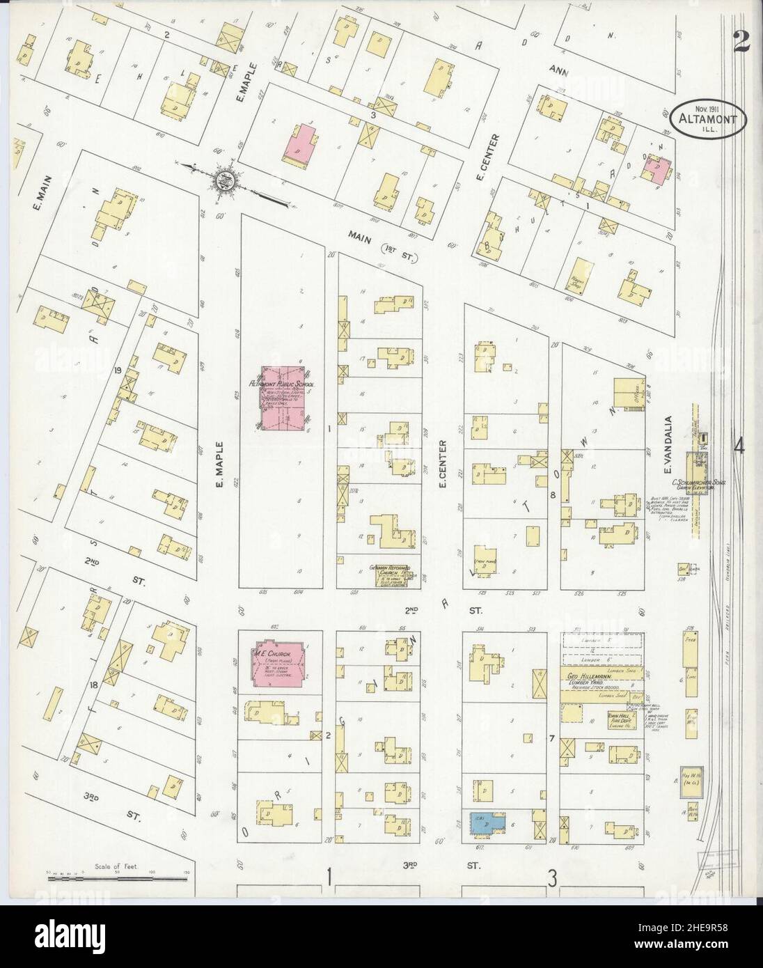 Sanborn Fire Insurance Map da Altamont, Effingham County, Illinois. Foto Stock