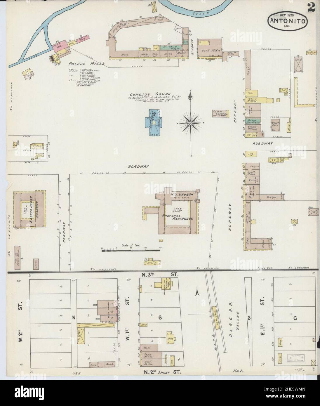 Sanborn Fire Insurance Map from Antonito, Conejos County, Colorado. Foto Stock