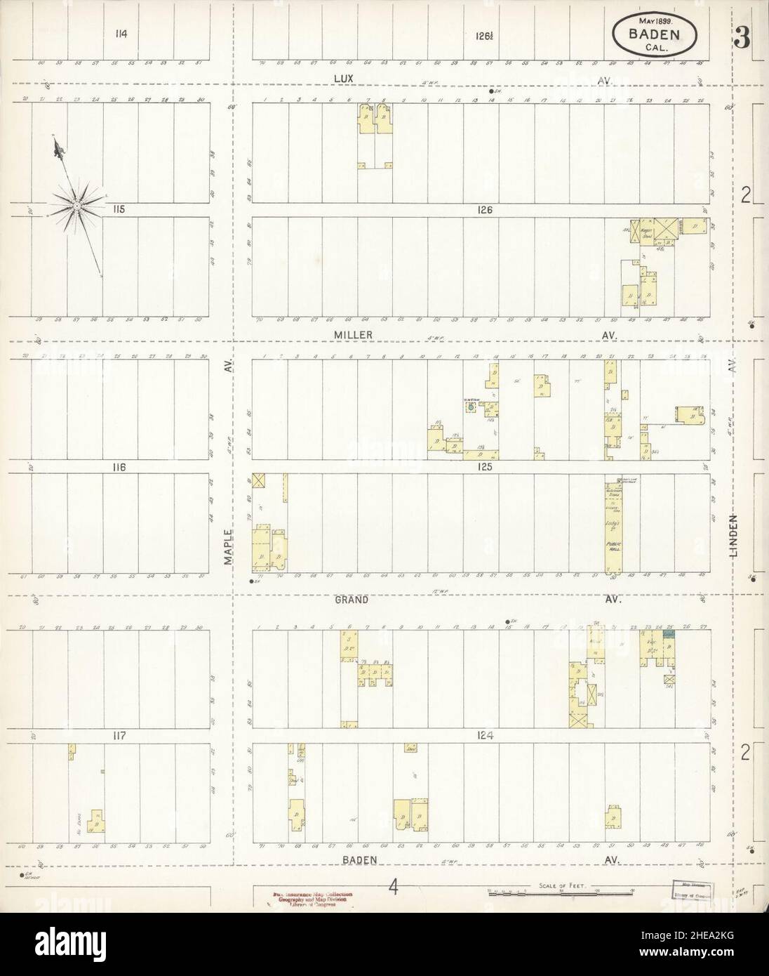 Sanborn Fire Insurance Map da Baden, San Mateo County, California. Foto Stock