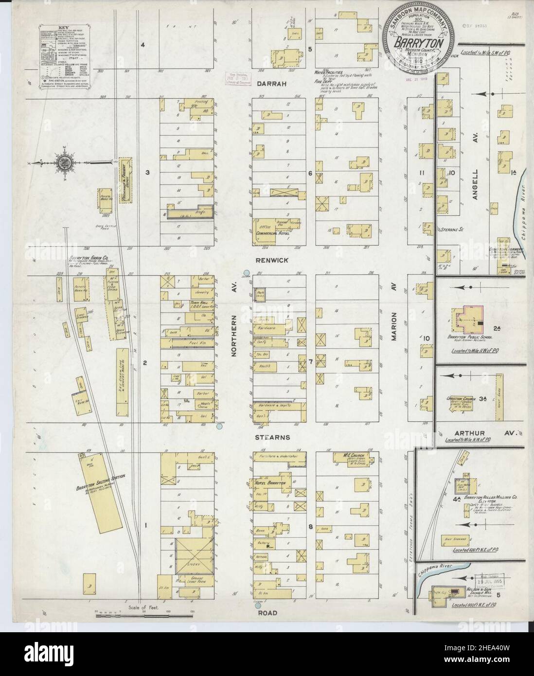 Sanborn Fire Insurance Map da Barryton, contea di Mecosta, Michigan. Foto Stock