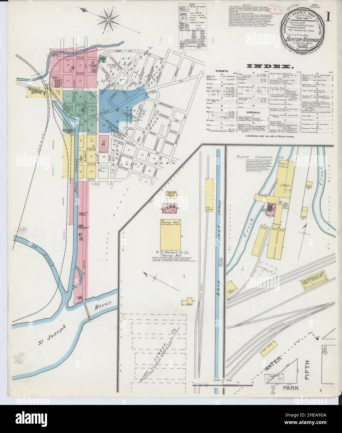 Sanborn Fire Insurance Map from Benton Harbour, Berrien County, Michigan. Foto Stock