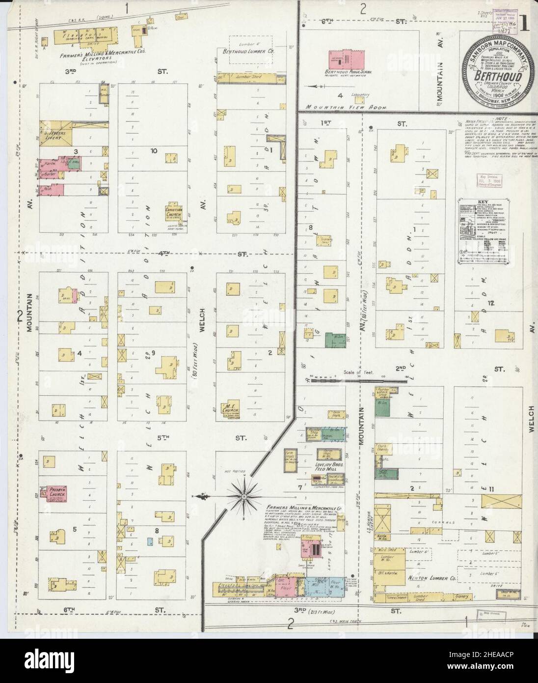 Sanborn Fire Insurance Map da Berthoud, Larimer County, Colorado. Foto Stock