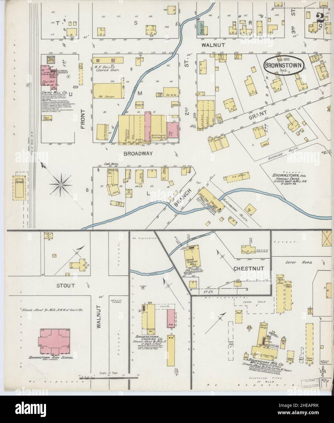 Sanborn Fire Insurance Map da Brownstown, Jackson County, Indiana. Foto Stock