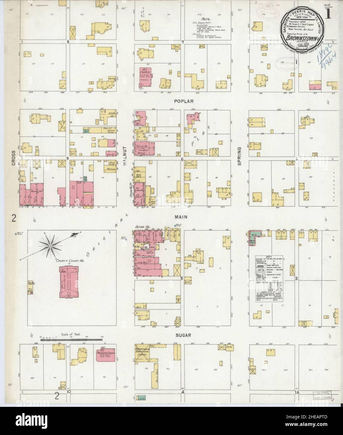 Sanborn Fire Insurance Map da Brownstown, Jackson County, Indiana. Foto Stock