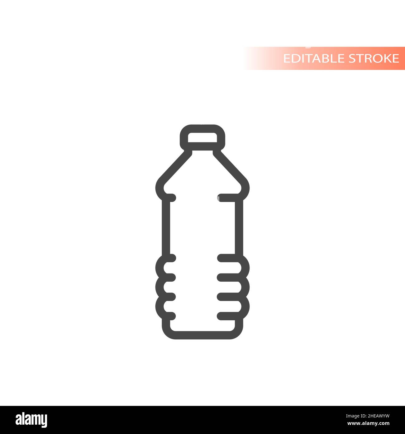 Icona vettore linea bottiglia acqua plastica. Simbolo tratto tratteggiato e modificabile. Illustrazione Vettoriale