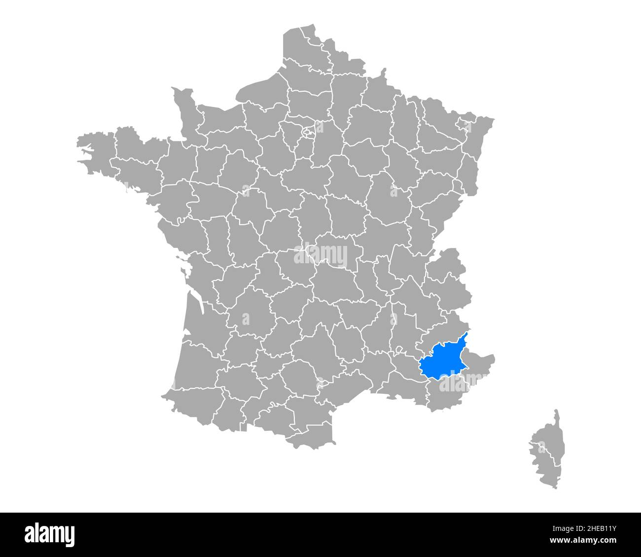 Alpes-de-Haute-Provence sulla mappa di Francia Foto Stock