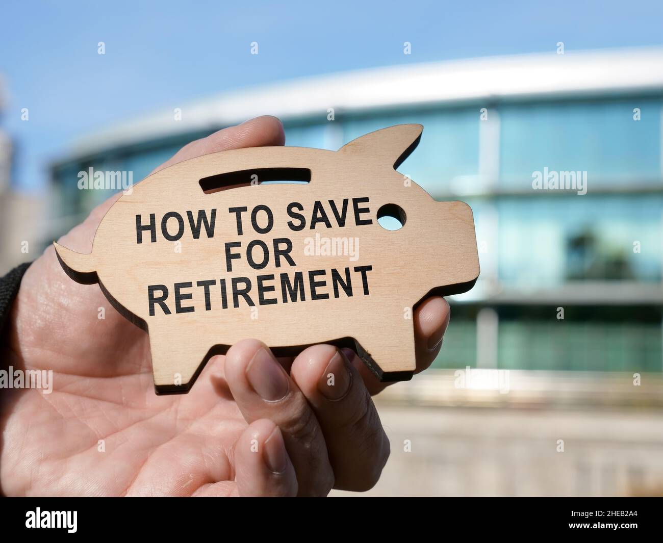 Come salvare per la frase di pensionamento sulla banca Piggy. Foto Stock