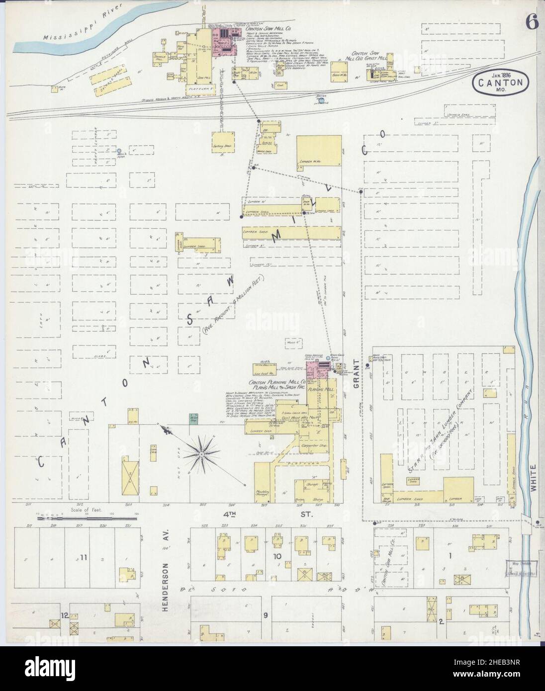 Sanborn Fire Insurance Map from Canton, Lewis County, Missouri. Foto Stock