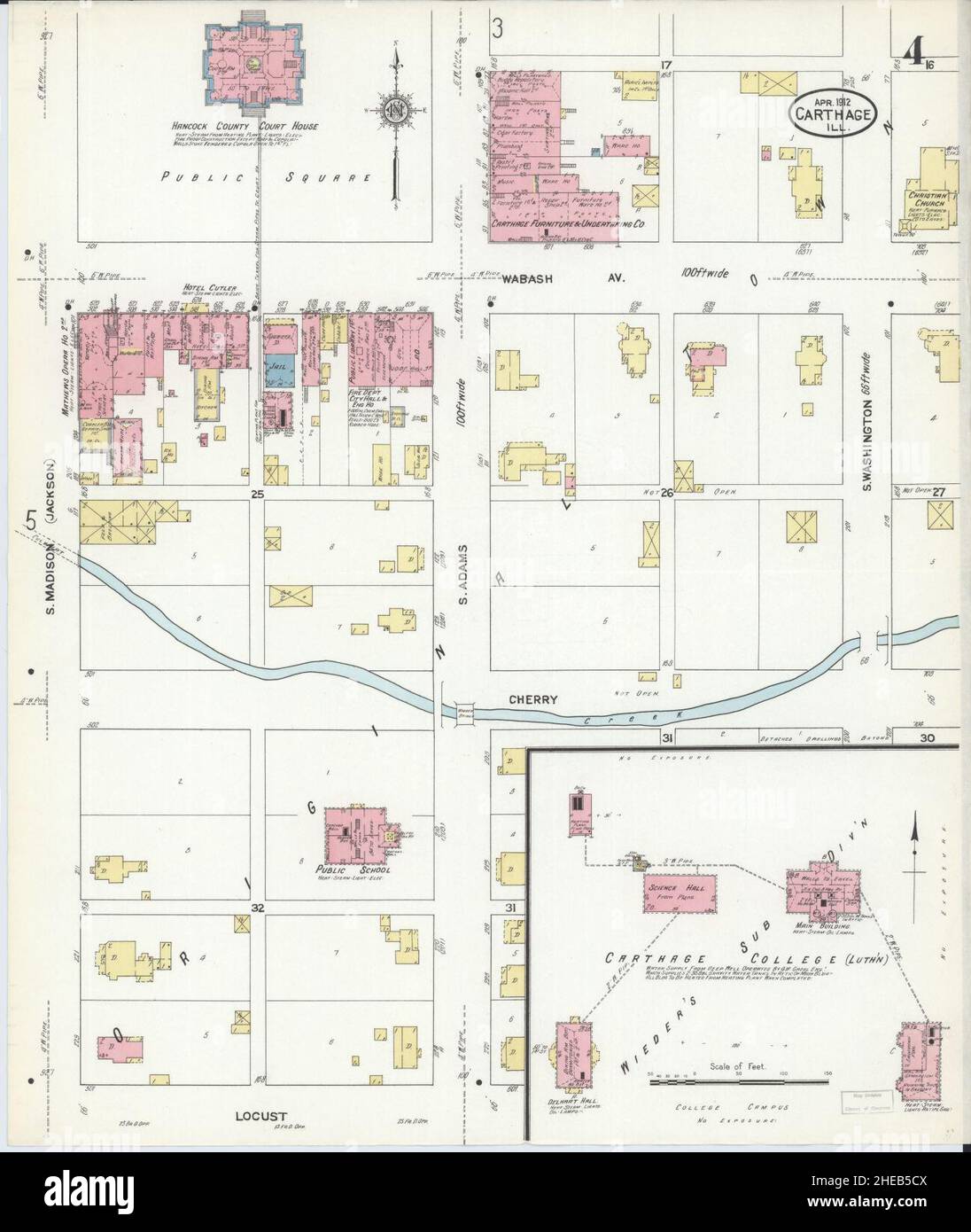 Sanborn Fire Insurance Map from Carthage, Hancock County, Illinois. Foto Stock