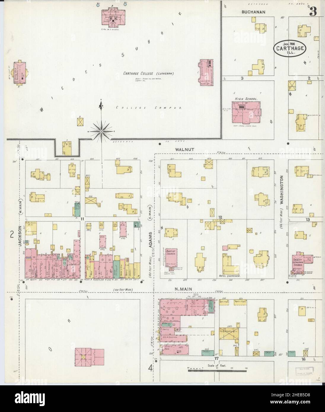 Sanborn Fire Insurance Map from Carthage, Hancock County, Illinois. Foto Stock