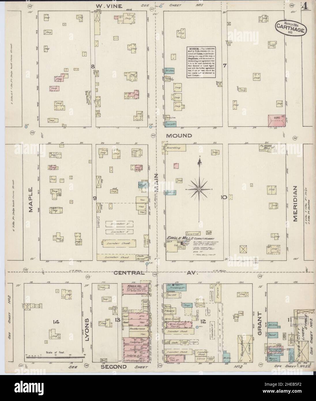 Sanborn Fire Insurance Map da Carthage, Jasper County, Missouri. Foto Stock